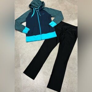 Womens NIKE Therma & Dri Fit Hoodie Sweatshirt & Athletic Pants Leggings, sz L